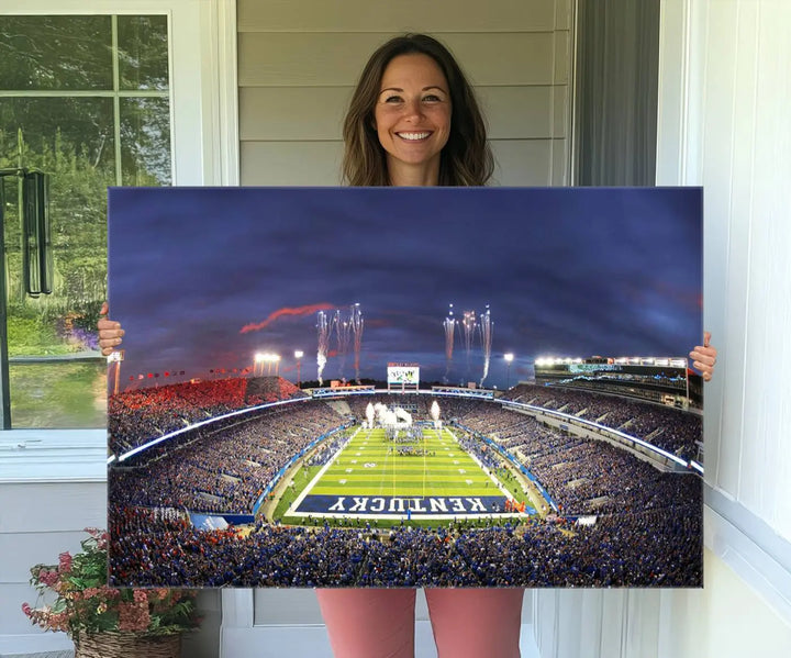 Kroger Field Canvas Wall Art - Kentucky Stadium Wall Art Print - Sunset Football Stadium Wall Decor - Kroger Field Lexington Art