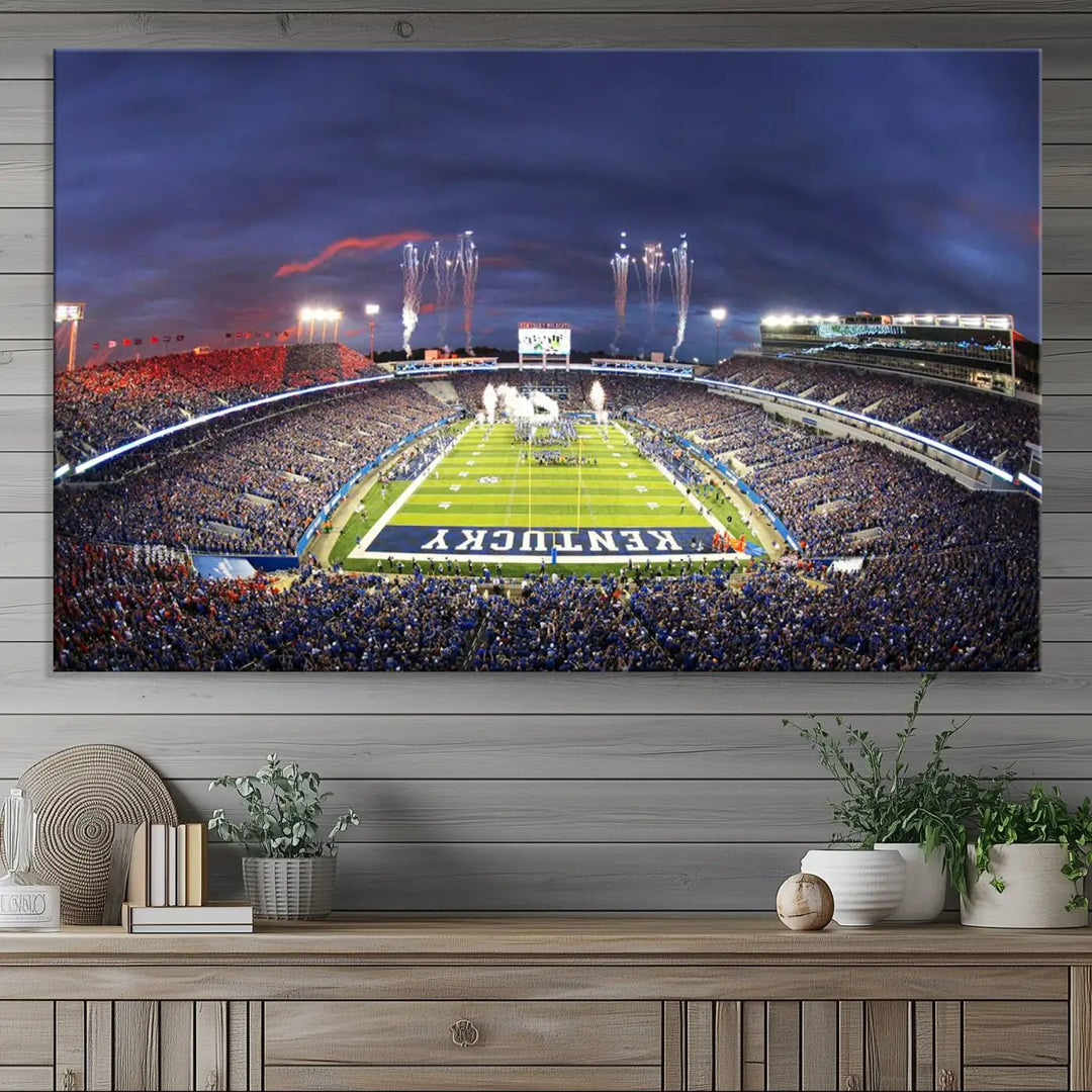 Kroger Field Canvas Wall Art - Kentucky Stadium Wall Art Print - Sunset Football Stadium Wall Decor - Kroger Field Lexington Art