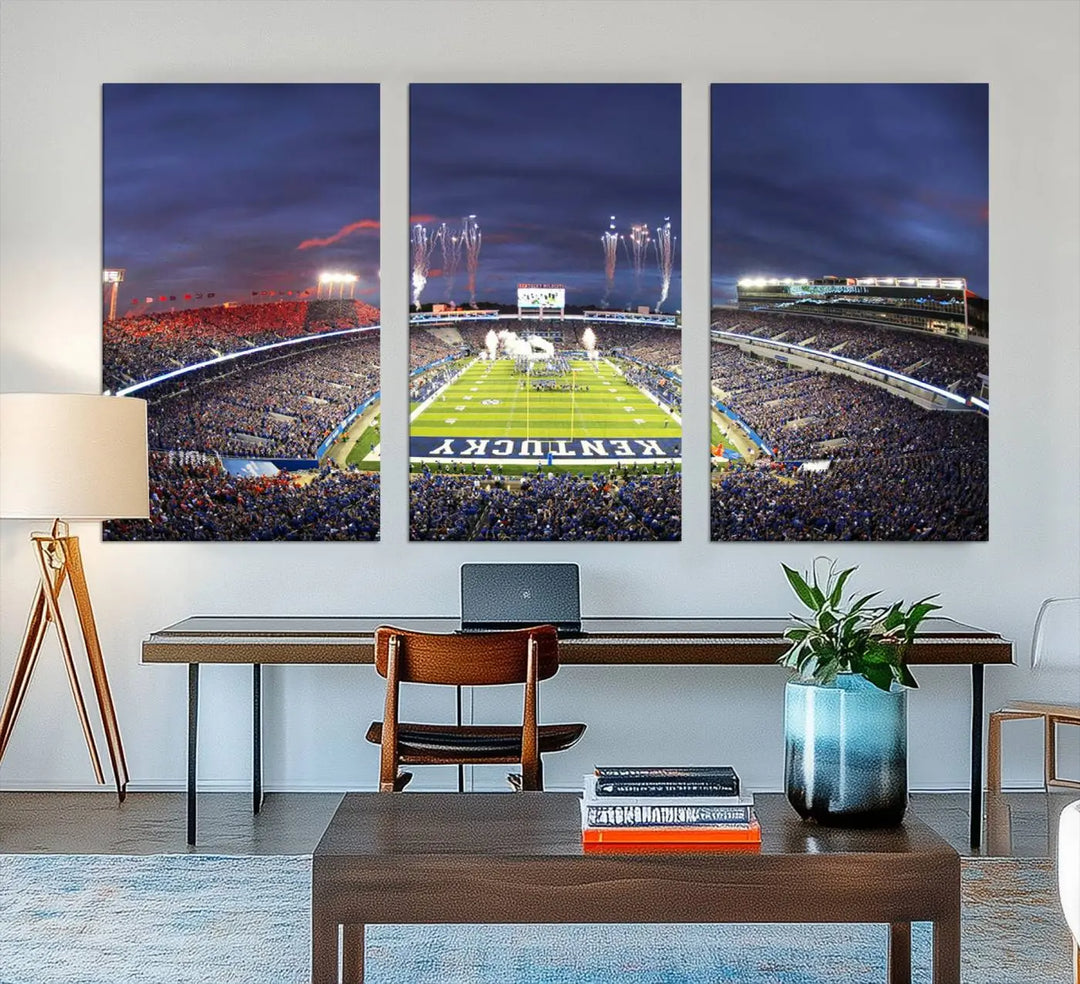 Kroger Field Canvas Wall Art - Kentucky Stadium Wall Art Print - Sunset Football Stadium Wall Decor - Kroger Field Lexington Art