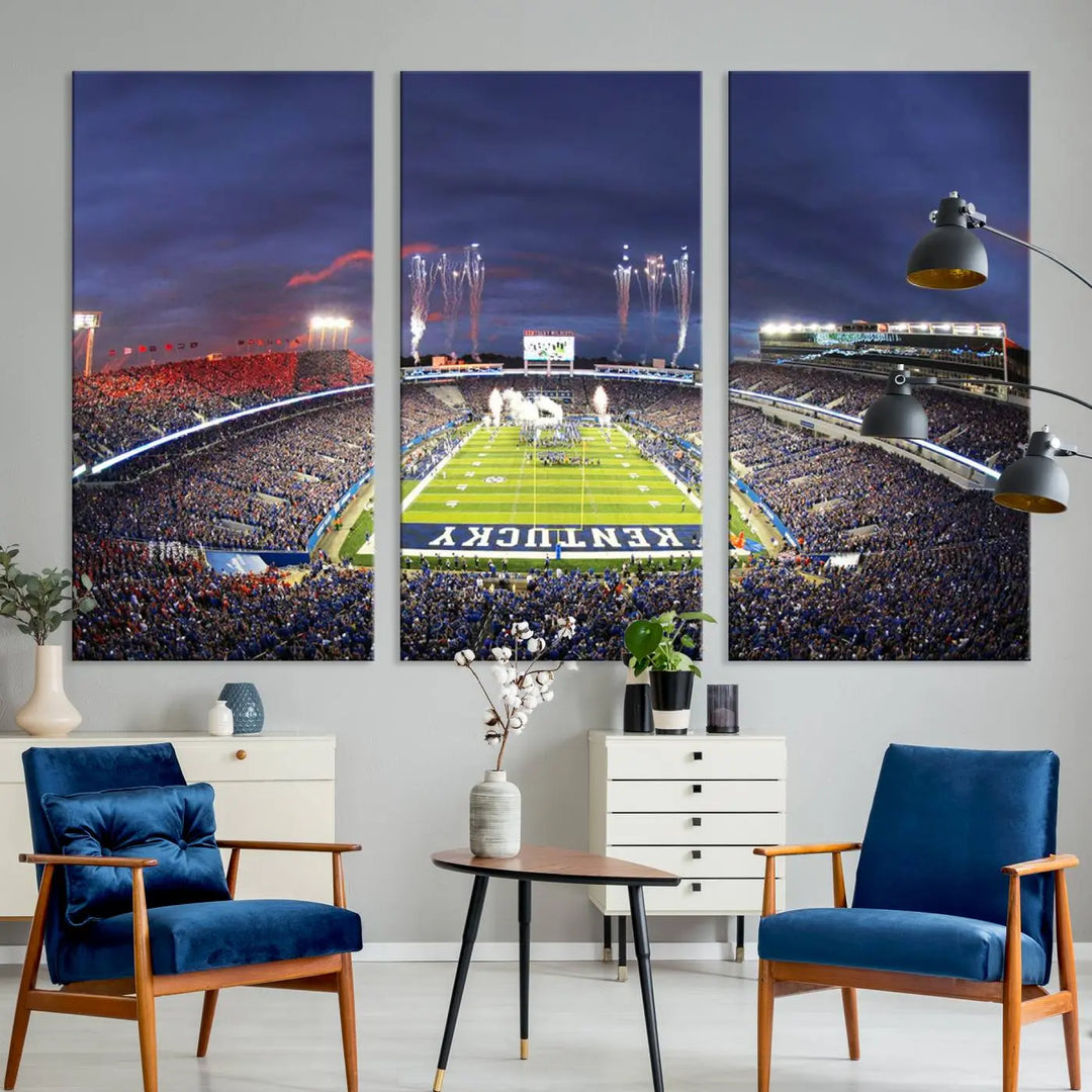 Kroger Field Canvas Wall Art - Kentucky Stadium Wall Art Print - Sunset Football Stadium Wall Decor - Kroger Field Lexington Art