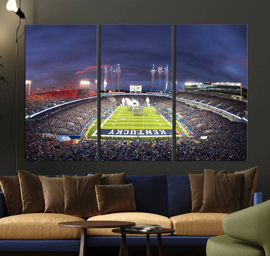 Kroger Field Canvas Wall Art - Kentucky Stadium Wall Art Print - Sunset Football Stadium Wall Decor - Kroger Field Lexington Art