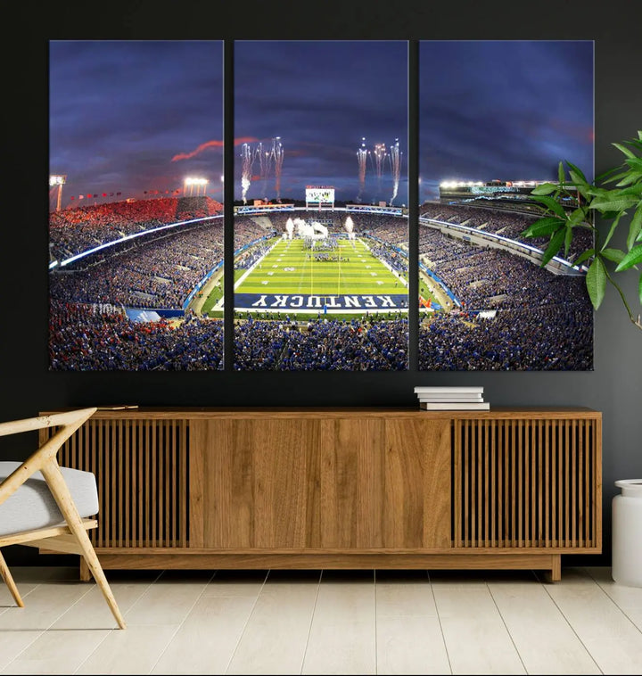 Kroger Field Canvas Wall Art - Kentucky Stadium Wall Art Print - Sunset Football Stadium Wall Decor - Kroger Field Lexington Art