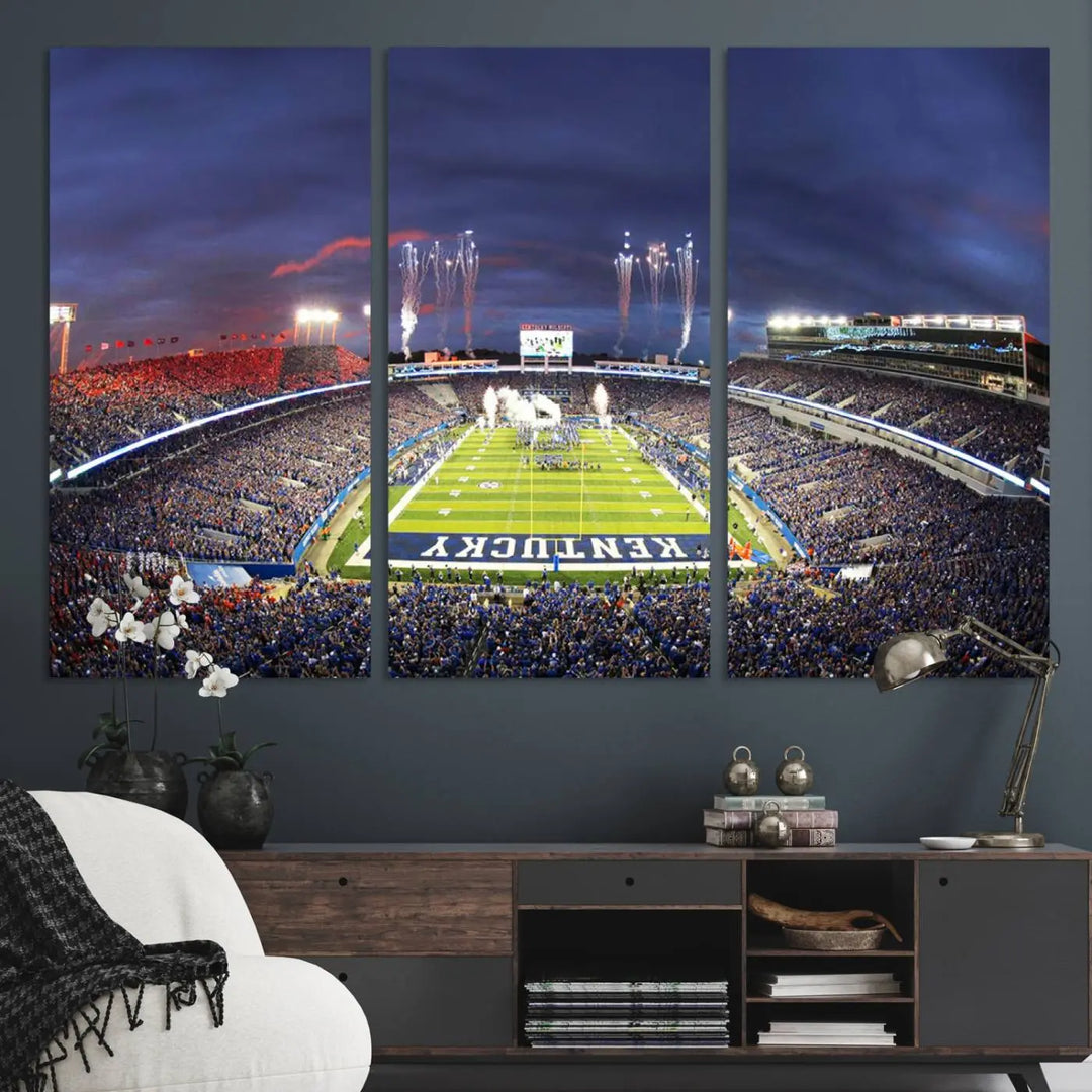 Kroger Field Canvas Wall Art - Kentucky Stadium Wall Art Print - Sunset Football Stadium Wall Decor - Kroger Field Lexington Art