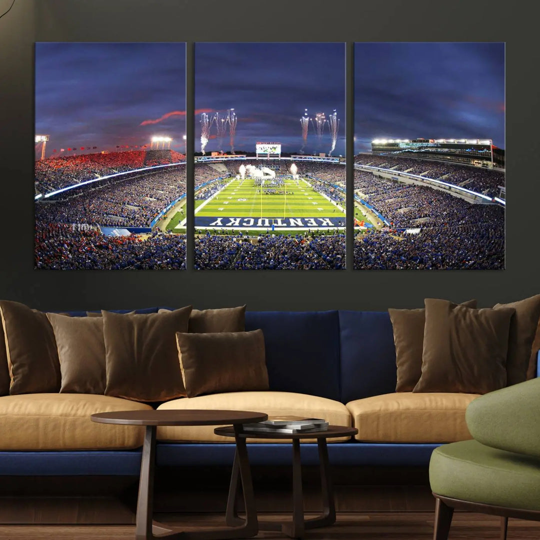 Kroger Field Canvas Wall Art - Kentucky Stadium Wall Art Print - Sunset Football Stadium Wall Decor - Kroger Field Lexington Art