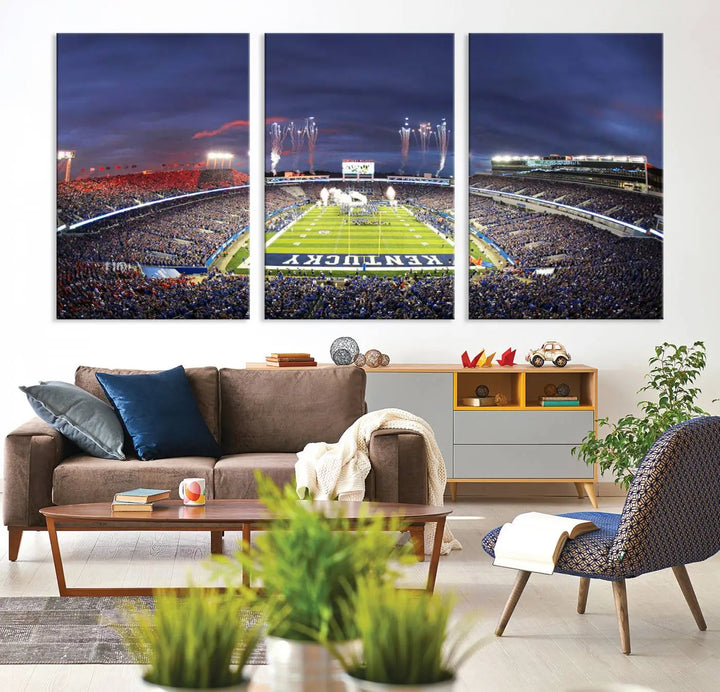 Kroger Field Canvas Wall Art - Kentucky Stadium Wall Art Print - Sunset Football Stadium Wall Decor - Kroger Field Lexington Art