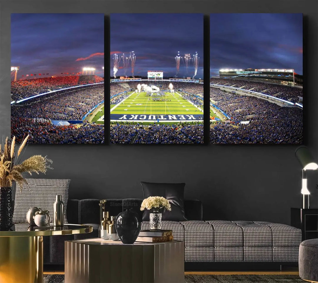 Kroger Field Canvas Wall Art - Kentucky Stadium Wall Art Print - Sunset Football Stadium Wall Decor - Kroger Field Lexington Art