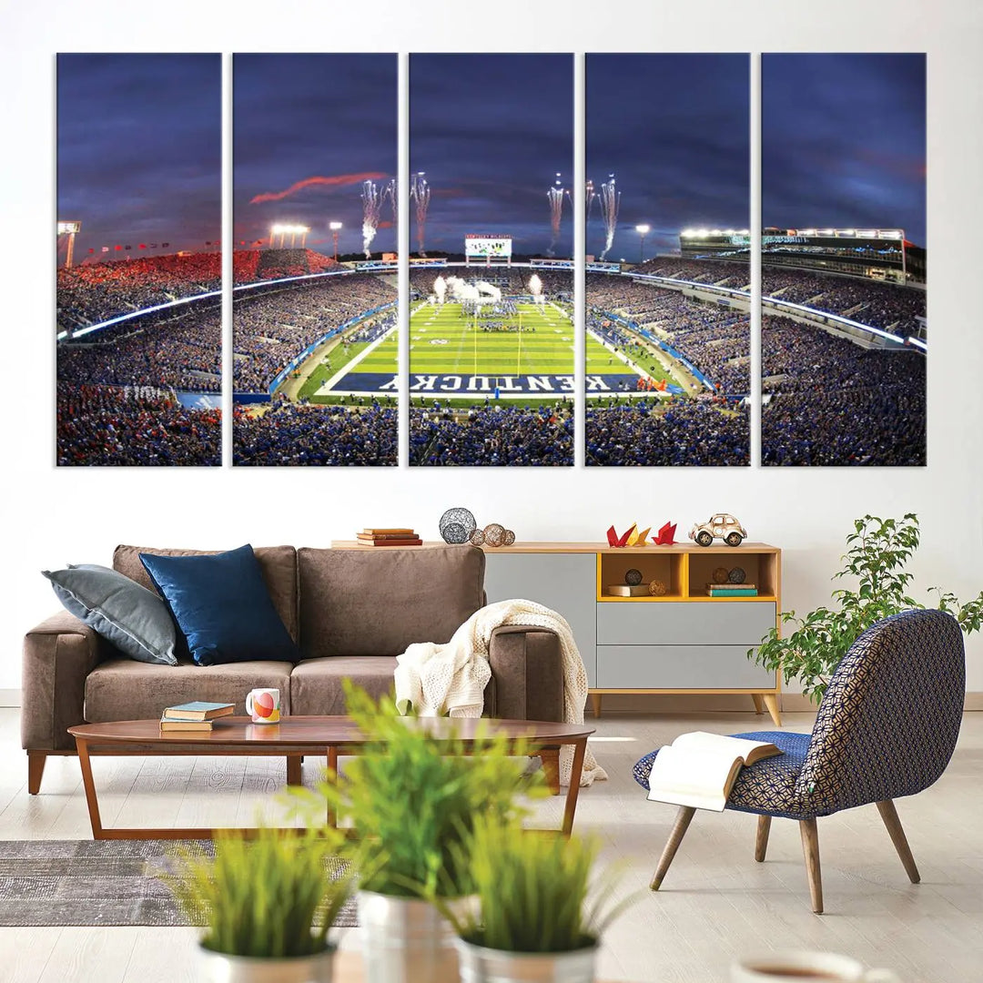 Kroger Field Canvas Wall Art - Kentucky Stadium Wall Art Print - Sunset Football Stadium Wall Decor - Kroger Field Lexington Art