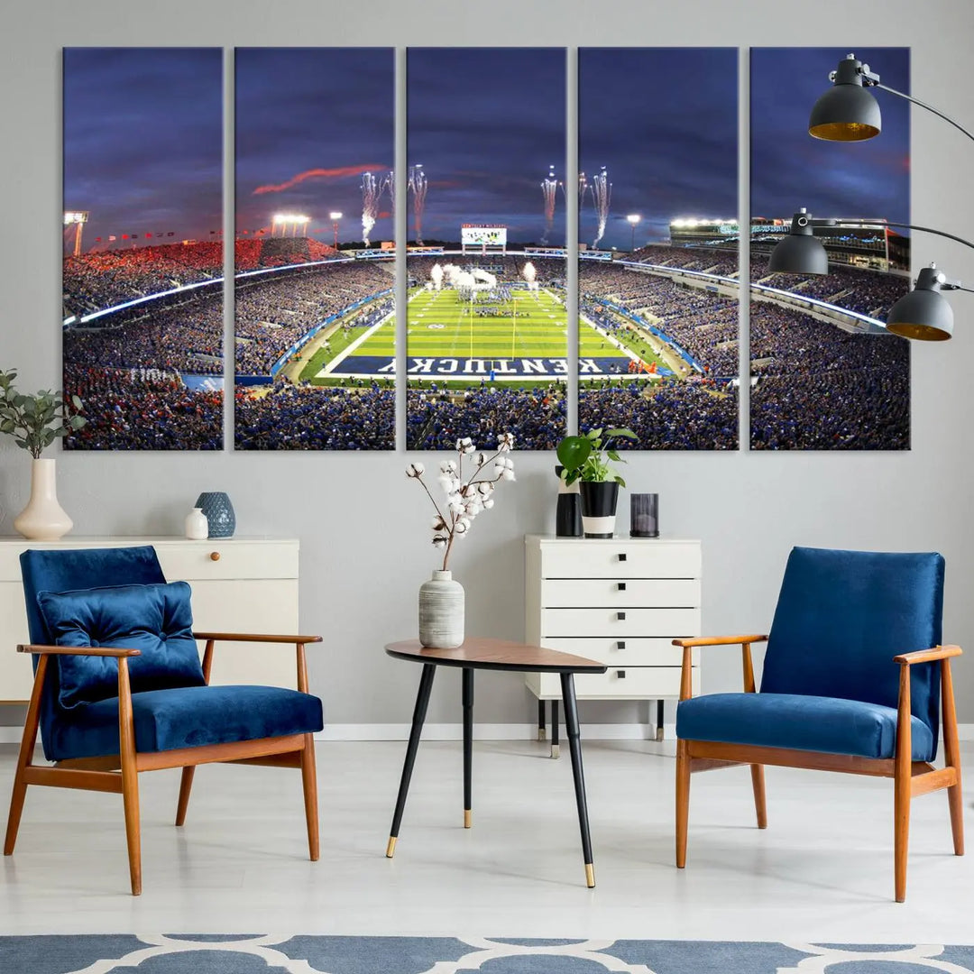 Kroger Field Canvas Wall Art - Kentucky Stadium Wall Art Print - Sunset Football Stadium Wall Decor - Kroger Field Lexington Art