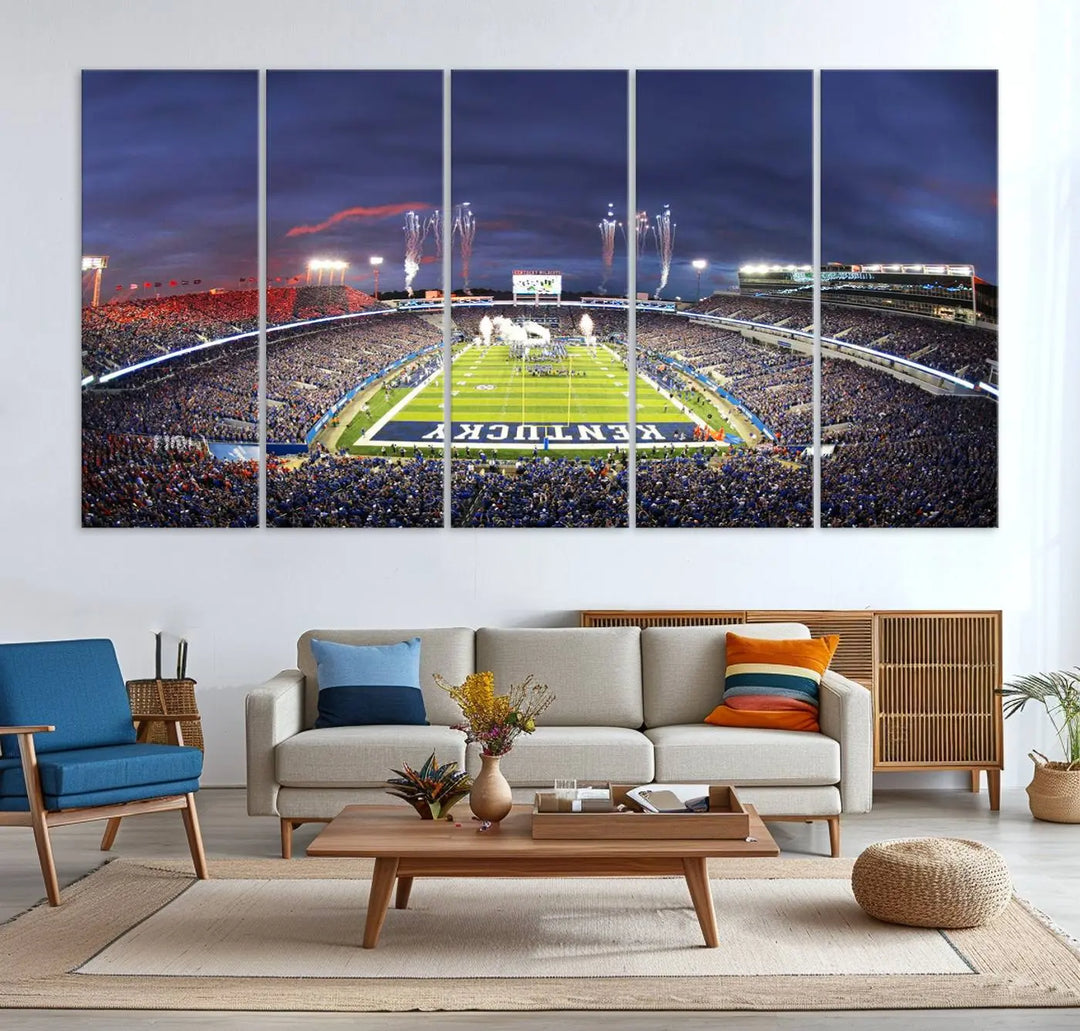 Kroger Field Canvas Wall Art - Kentucky Stadium Wall Art Print - Sunset Football Stadium Wall Decor - Kroger Field Lexington Art