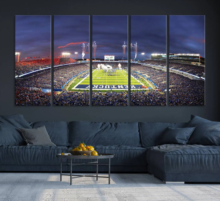 Kroger Field Canvas Wall Art - Kentucky Stadium Wall Art Print - Sunset Football Stadium Wall Decor - Kroger Field Lexington Art