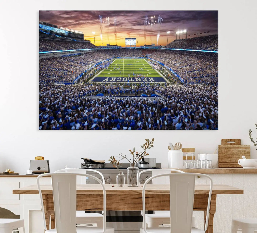 Kroger Field Canvas Wall Art - Kentucky Stadium Wall Art Print - Sunset Football Stadium Wall Decor - Kroger Field Lexington Art