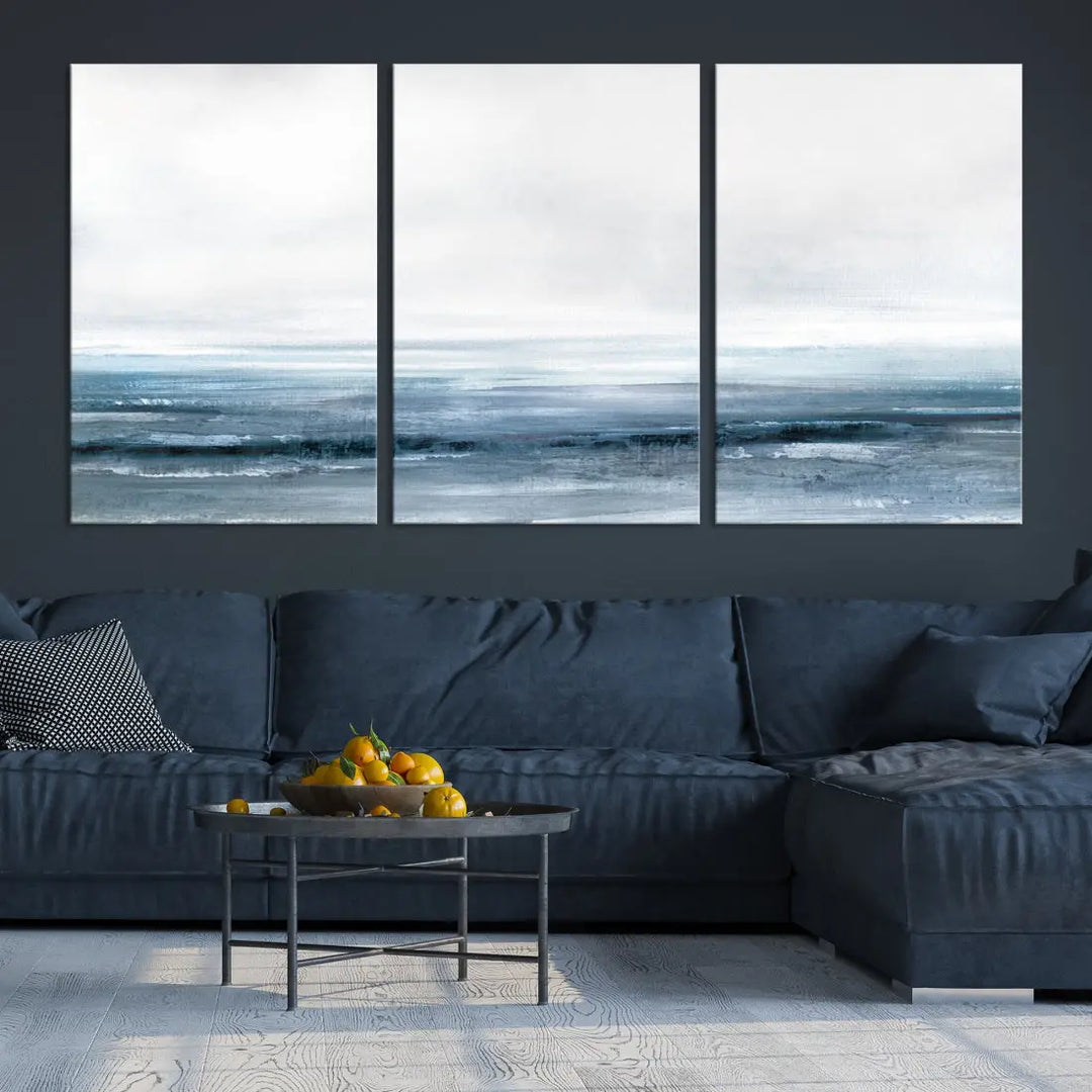 Large Abstract Seascape Ocean Nautical Artwork Wall Art Canvas Print