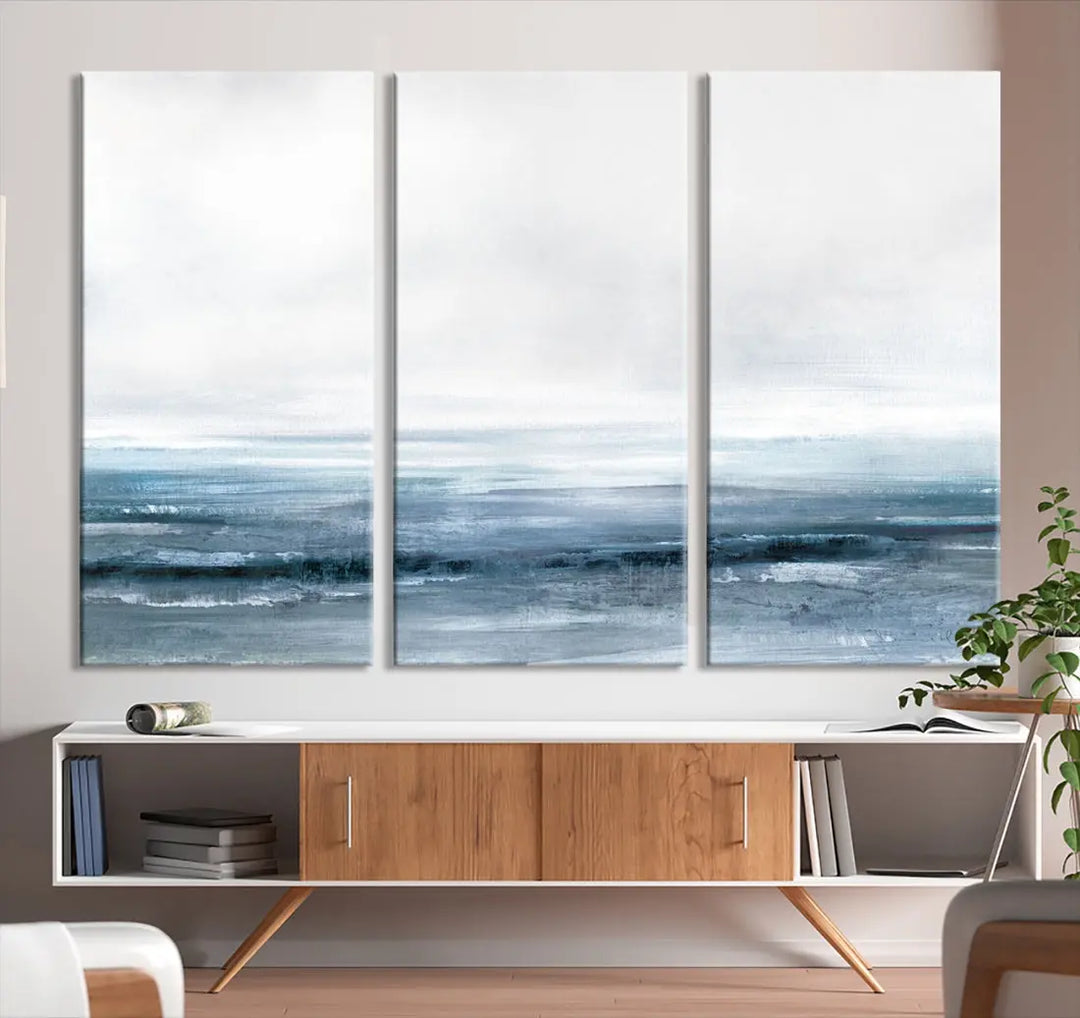 Large Abstract Seascape Ocean Nautical Artwork Wall Art Canvas Print