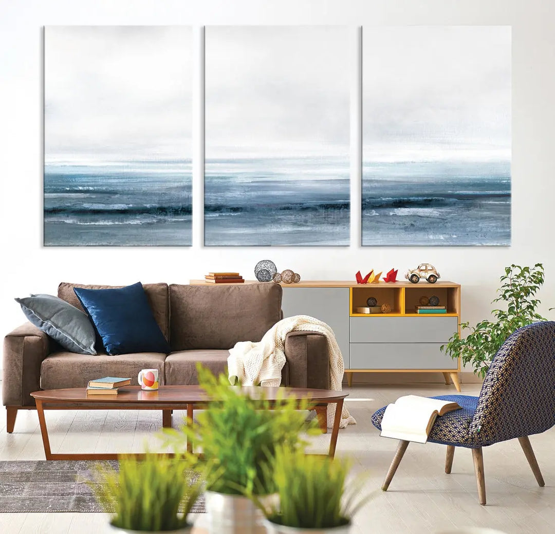 Large Abstract Seascape Ocean Nautical Artwork Wall Art Canvas Print