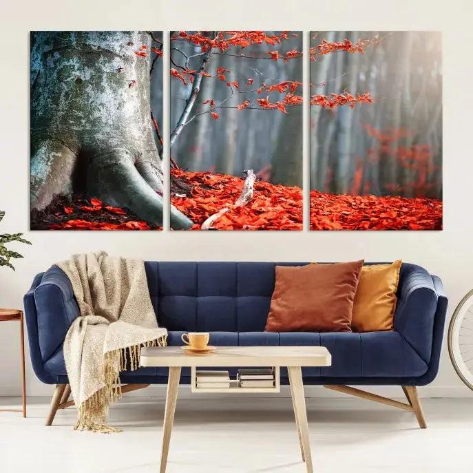 Large Autumn Forest Wall Art Landscape Canvas Print