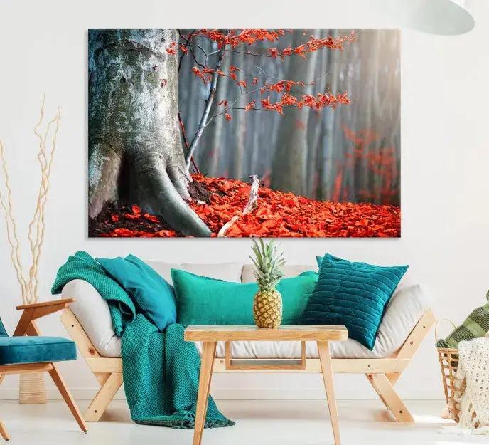 Large Autumn Forest Wall Art Landscape Canvas Print