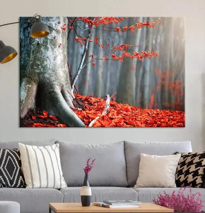 Large Autumn Forest Wall Art Landscape Canvas Print