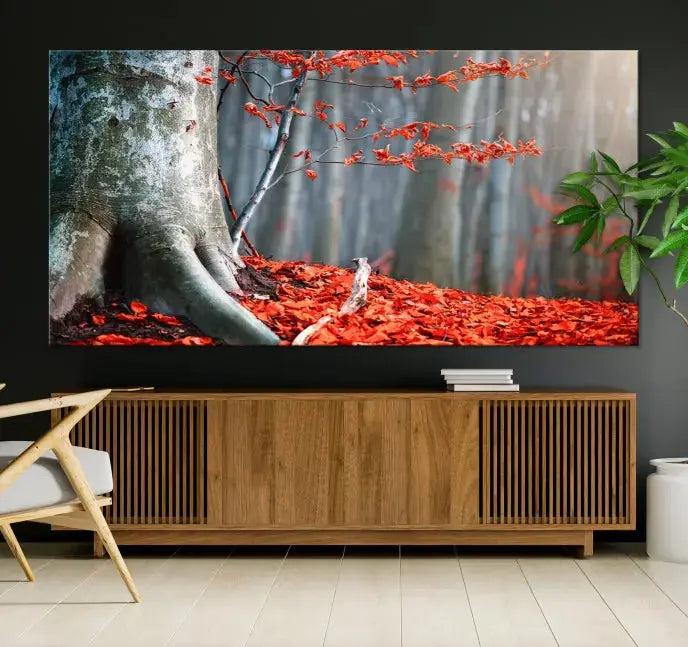 Large Autumn Forest Wall Art Landscape Canvas Print