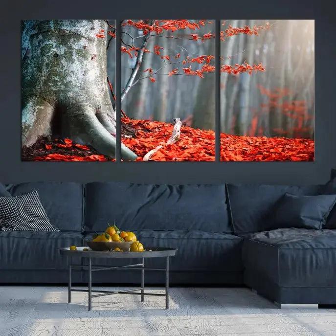 Large Autumn Forest Wall Art Landscape Canvas Print