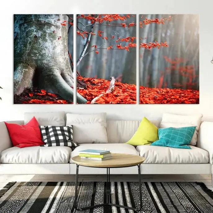 Large Autumn Forest Wall Art Landscape Canvas Print