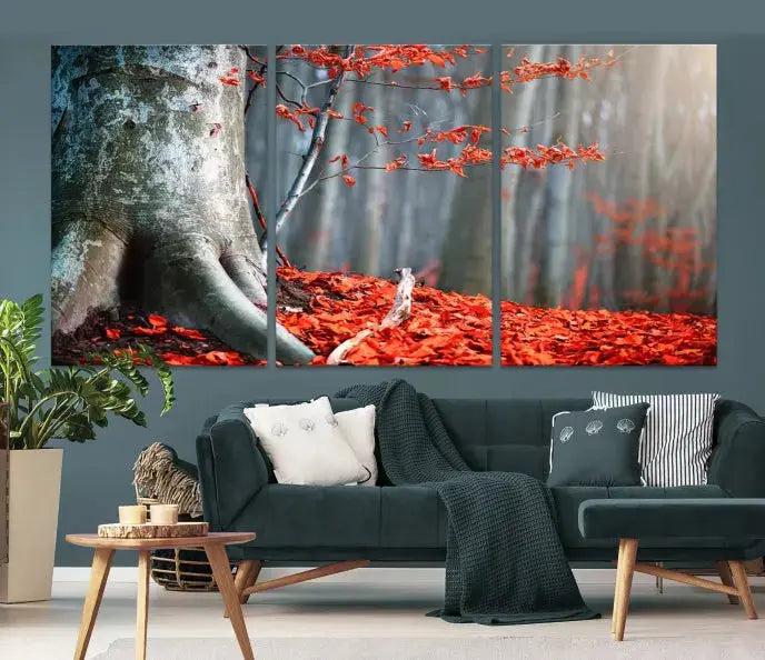 Large Autumn Forest Wall Art Landscape Canvas Print