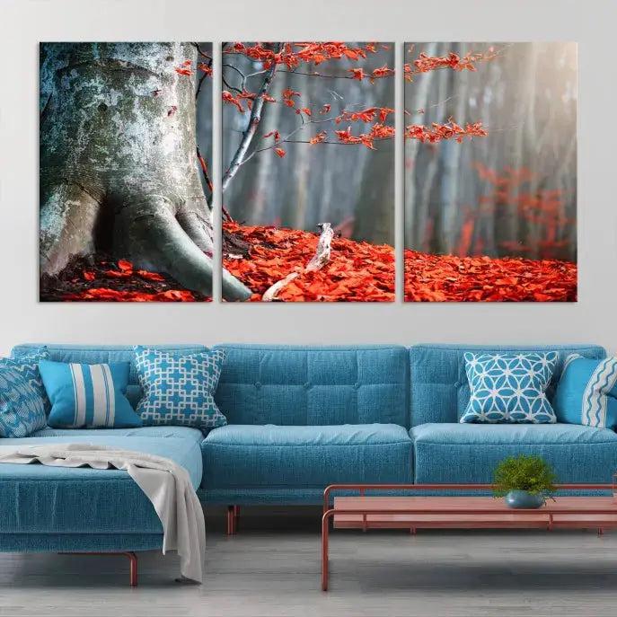 Large Autumn Forest Wall Art Landscape Canvas Print