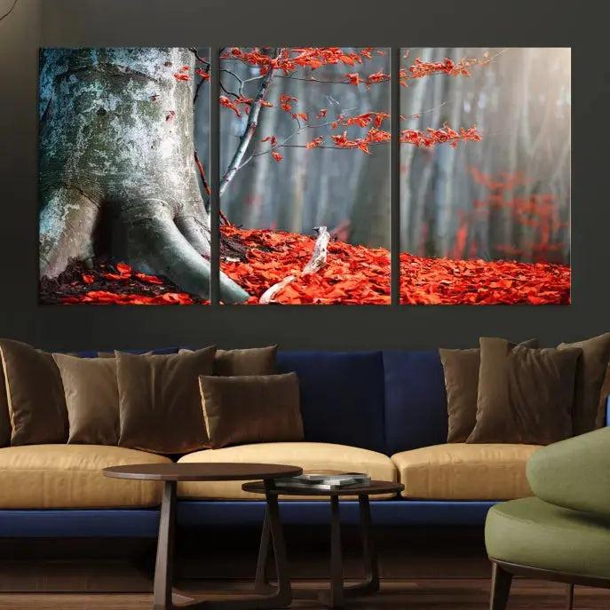 Large Autumn Forest Wall Art Landscape Canvas Print