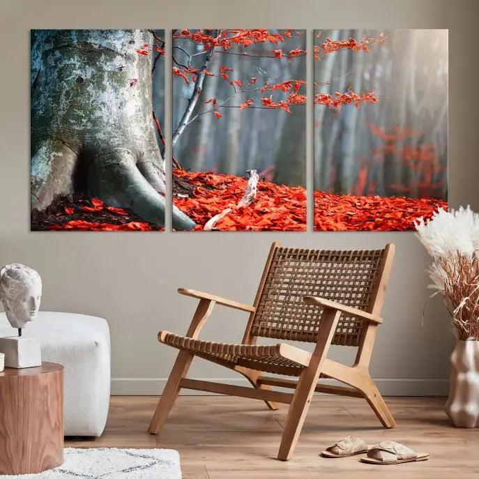 Large Autumn Forest Wall Art Landscape Canvas Print