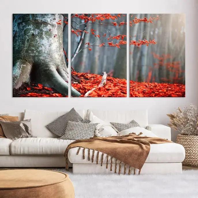 Large Autumn Forest Wall Art Landscape Canvas Print