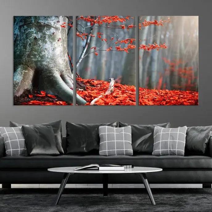 Large Autumn Forest Wall Art Landscape Canvas Print