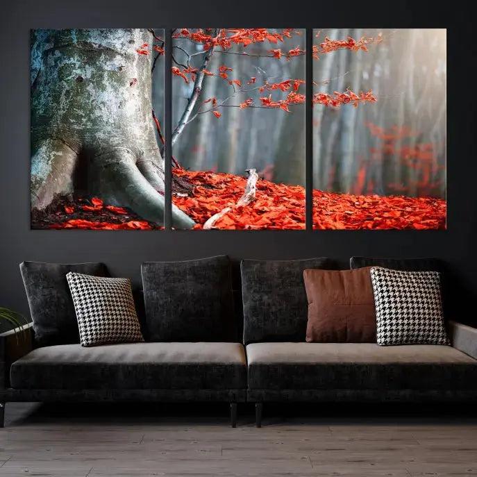 Large Autumn Forest Wall Art Landscape Canvas Print