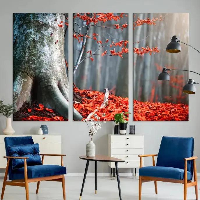 Large Autumn Forest Wall Art Landscape Canvas Print