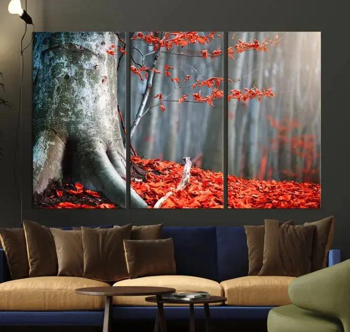 Large Autumn Forest Wall Art Landscape Canvas Print