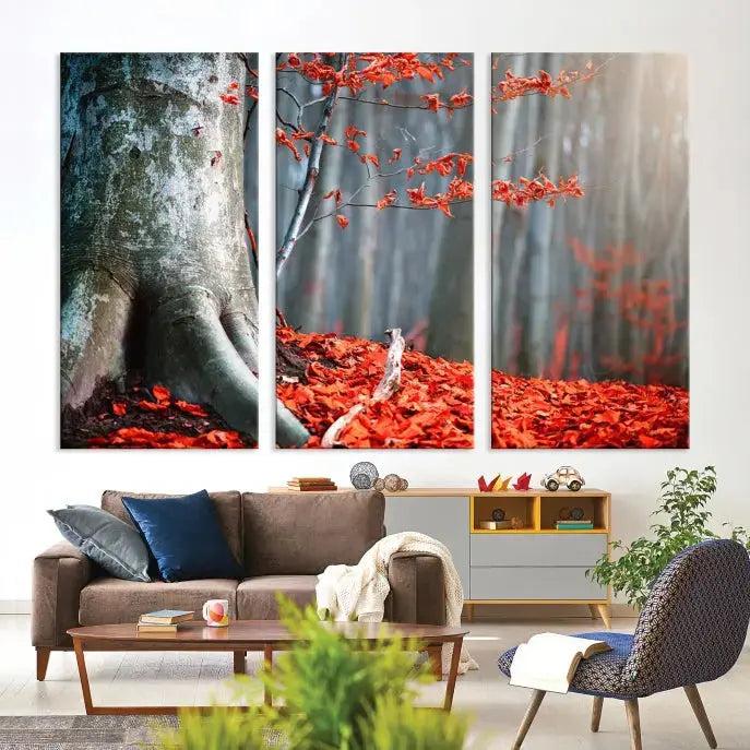 Large Autumn Forest Wall Art Landscape Canvas Print