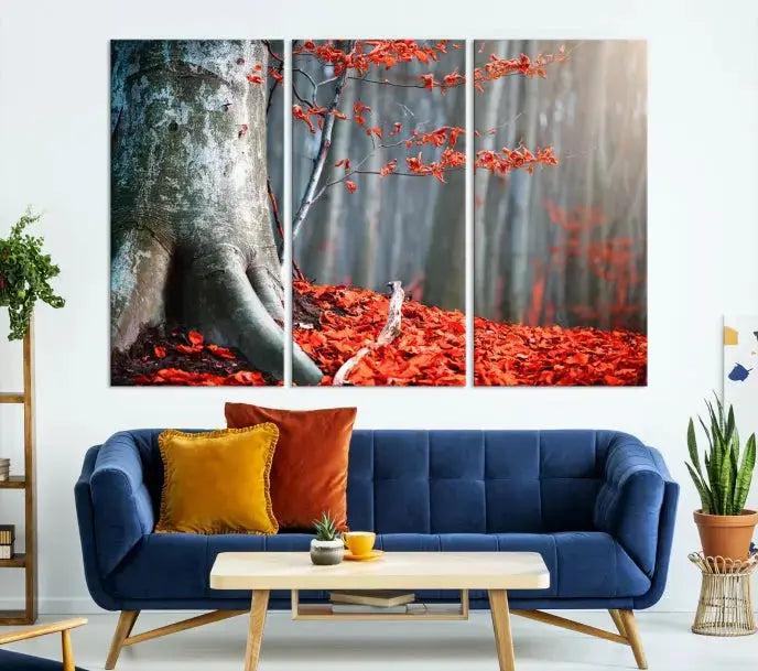 Large Autumn Forest Wall Art Landscape Canvas Print