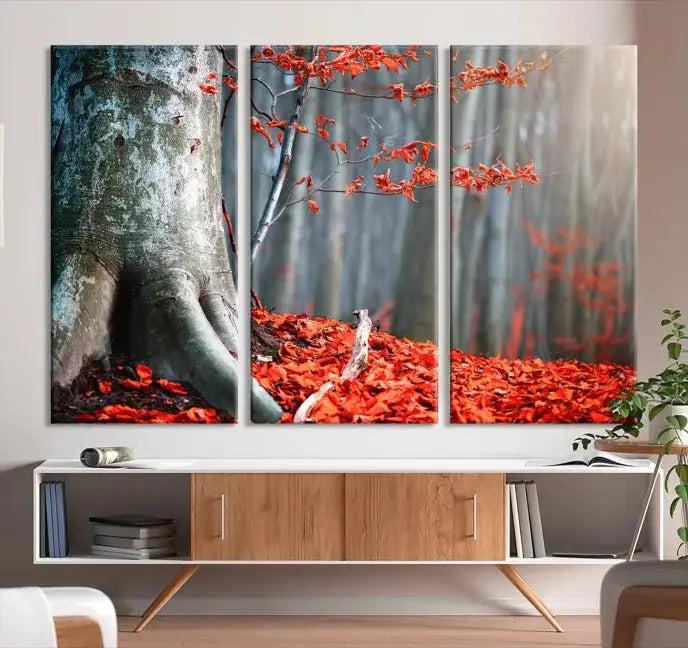 Large Autumn Forest Wall Art Landscape Canvas Print