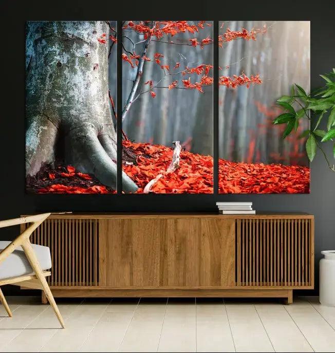 Large Autumn Forest Wall Art Landscape Canvas Print