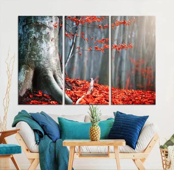 Large Autumn Forest Wall Art Landscape Canvas Print