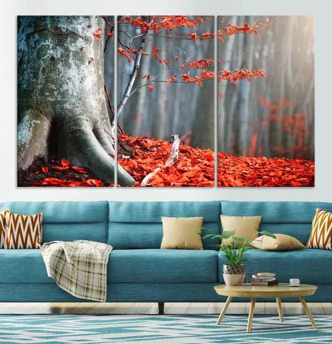 Large Autumn Forest Wall Art Landscape Canvas Print