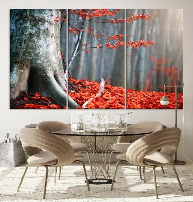 Large Autumn Forest Wall Art Landscape Canvas Print