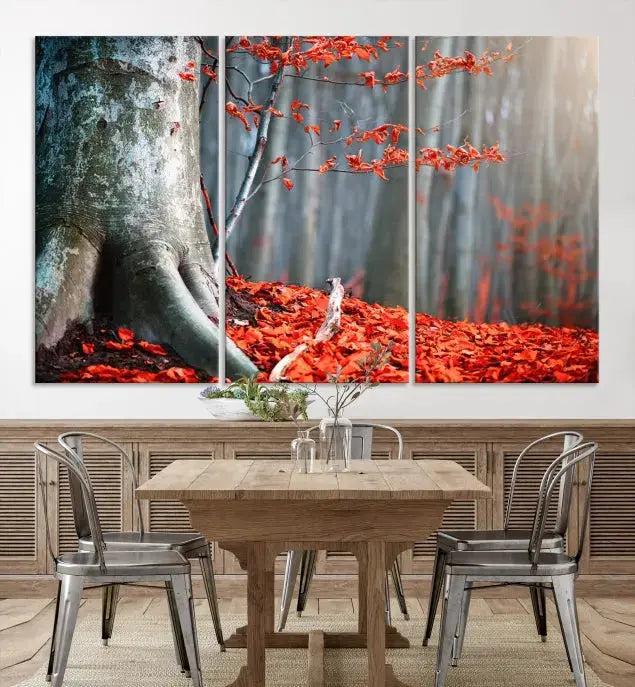 Large Autumn Forest Wall Art Landscape Canvas Print