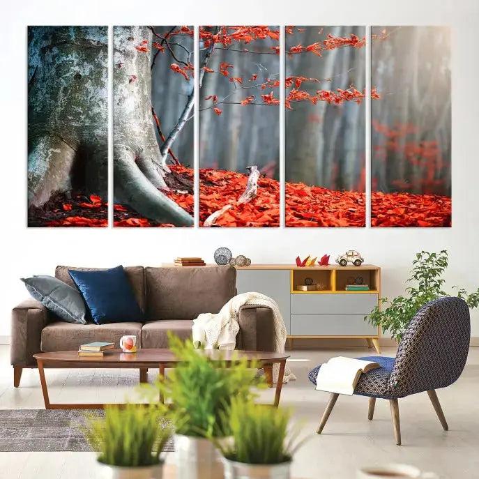 Large Autumn Forest Wall Art Landscape Canvas Print