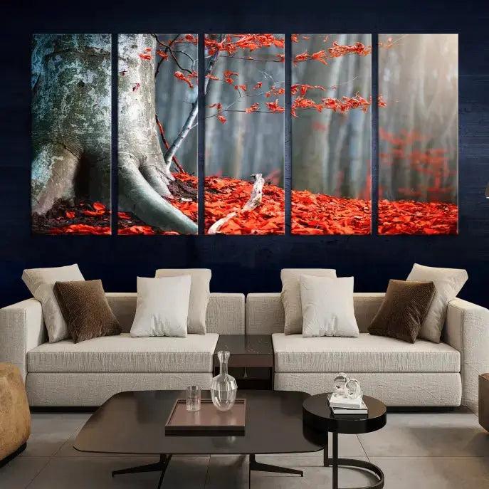 Large Autumn Forest Wall Art Landscape Canvas Print