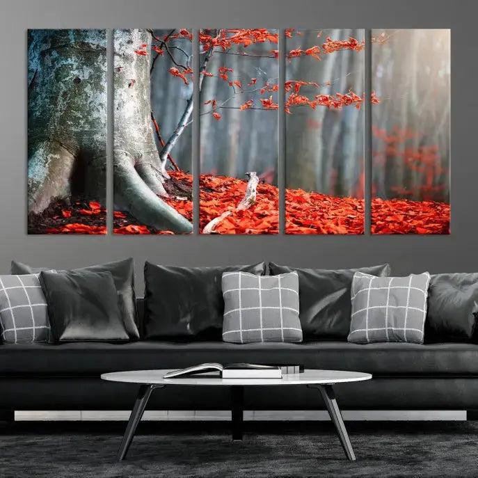 Large Autumn Forest Wall Art Landscape Canvas Print