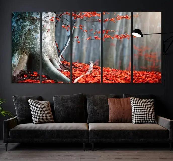 Large Autumn Forest Wall Art Landscape Canvas Print