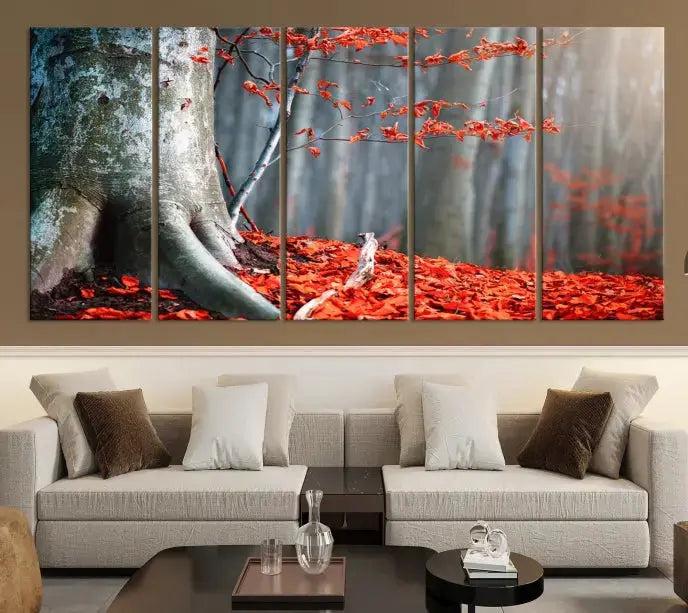 Large Autumn Forest Wall Art Landscape Canvas Print