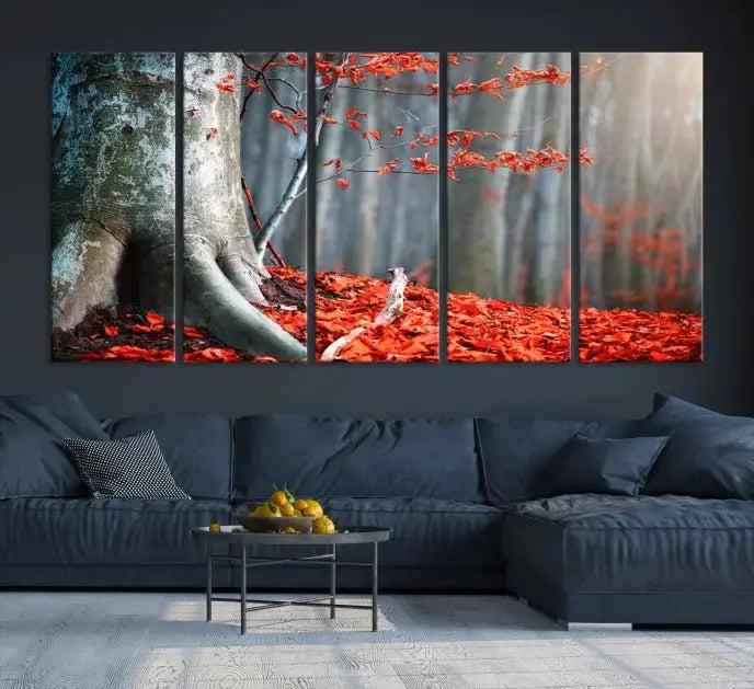 Large Autumn Forest Wall Art Landscape Canvas Print