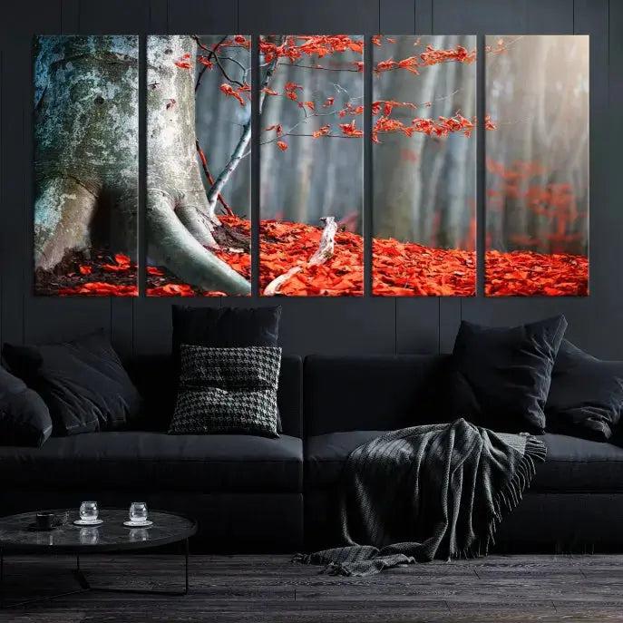 Large Autumn Forest Wall Art Landscape Canvas Print