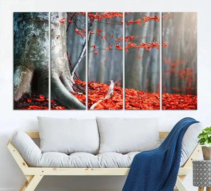 Large Autumn Forest Wall Art Landscape Canvas Print