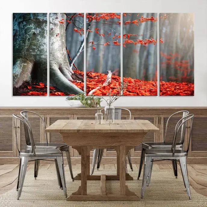 Large Autumn Forest Wall Art Landscape Canvas Print